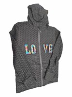 Black Sports workout LOVE Hoddied Jacket and
