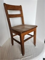 Child's Wood Desk Chair - antique