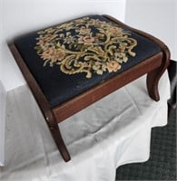 Foot Stool, Needlepoint Cover