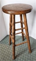 Wood Stool, carved legs & stretchers