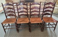 Chairs (4), ladder back, woven seats