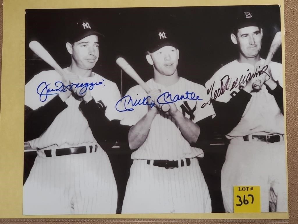 Joe Dimaggio, Mickey Mantle,Ted Williams Autograph