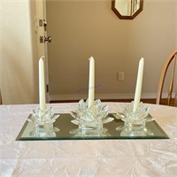 Mirror w/ Crystal Candle Holders