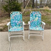 Pair of Fabric Lawn Chairs