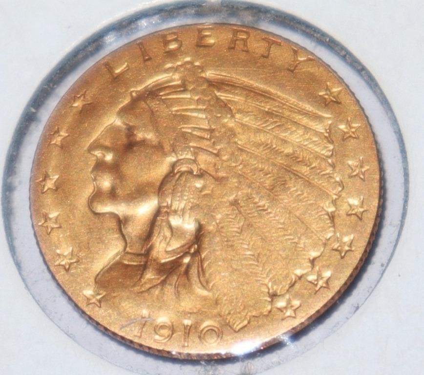 1910 Indian head 2.50 gold coin