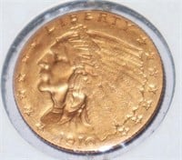 1910 Indian head 2.50 gold coin