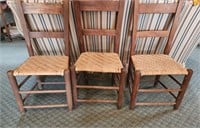 Chairs (3), woven set, straight back