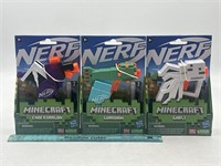 NEW Lot of 3- Nerf Minecraft Play Gun W/ 2 Darts