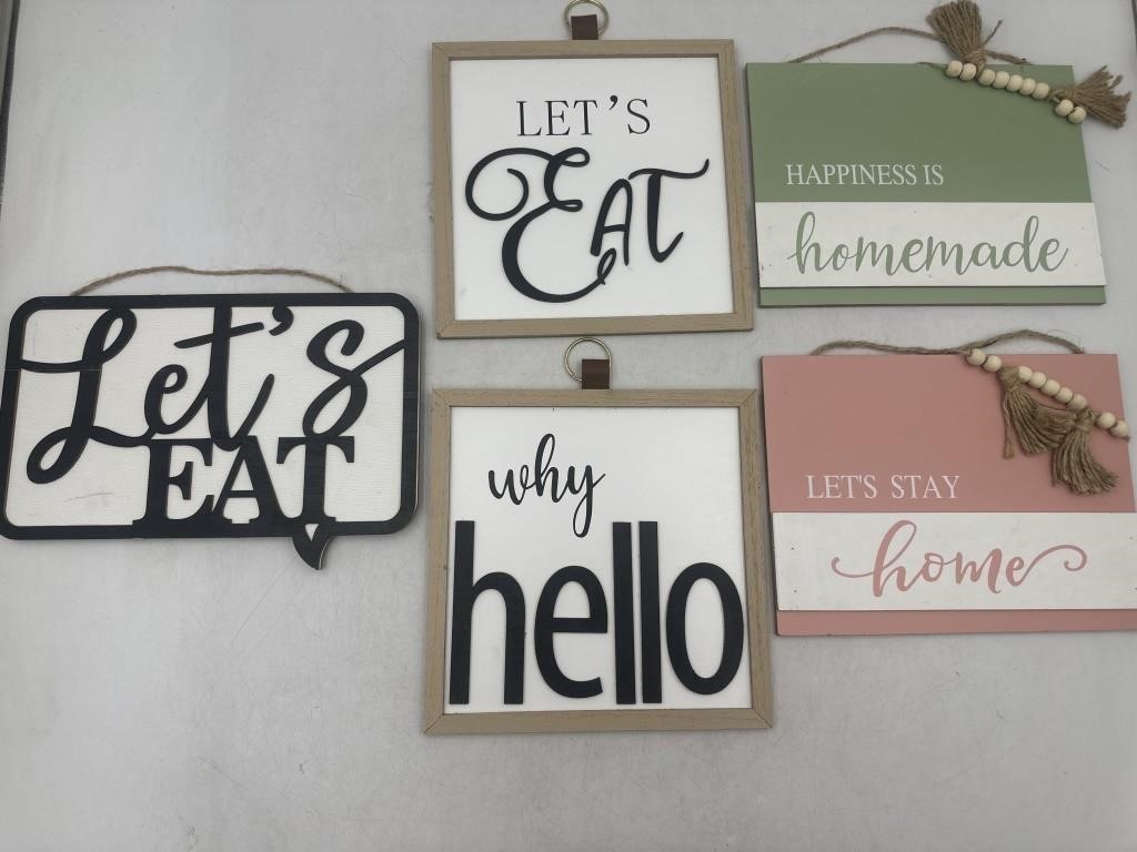 NEW Mixed Lot of 5 Wooden Decor Signs