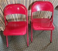 Red Metal Folding Chairs, MECO