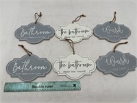 NEW Lot of 6-Wooden Bathroom Signs