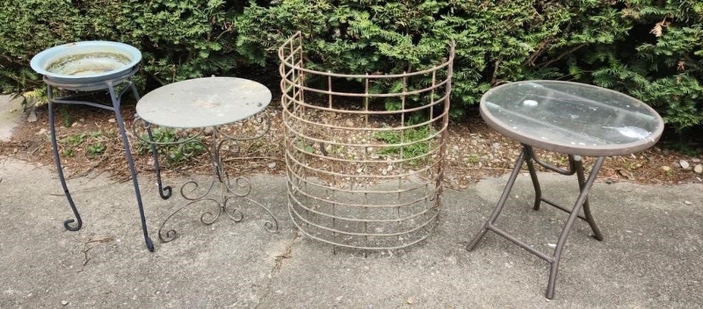 Patio Tables, plant stand, wire guard