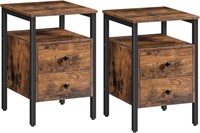 Rustic Bedside Tables w/Drawers, Set of 2