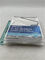 NEW Lot of 20- Office Depot 1-12 Dividers W/