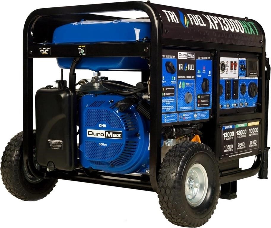 Tri Fuel Gas Propane Portable Generator Black/Blue