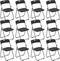 12 Pack Folding Plastic Chairs, Black