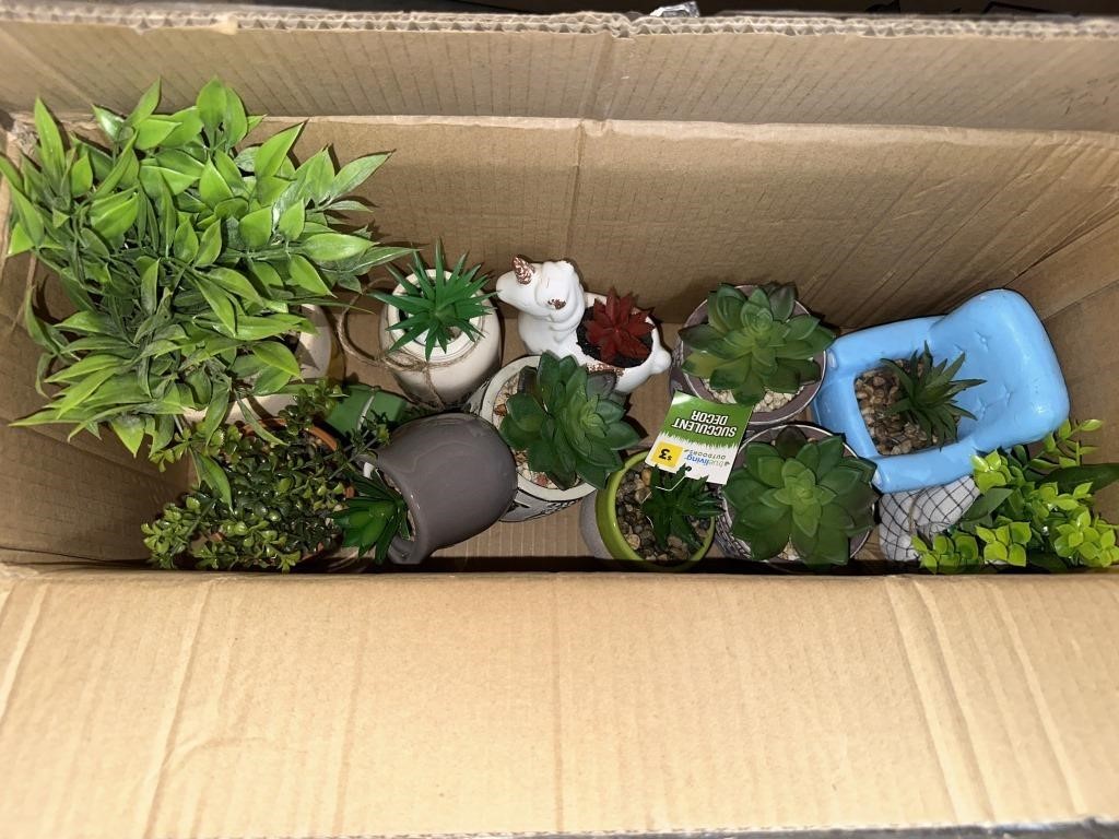 NEW Mixed Lot of 12- Fake Plants & Pots