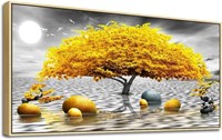Yellow Tree Framed Canvas Wall Art, 20" X 40"