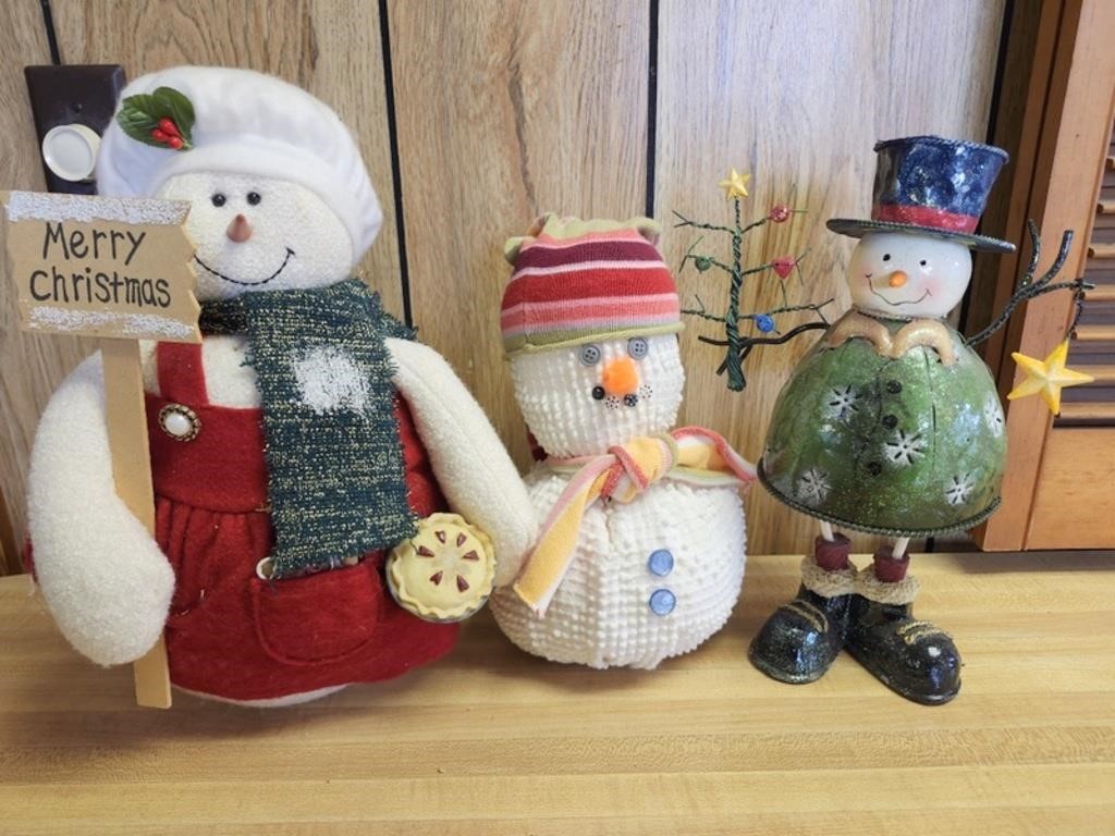 Snowman Christmas figures, (3)