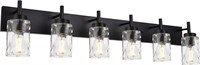 6 Light Industrial Farmhouse Wall Sconce, Black