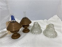 2-Mini Oil Lamps & 2 Glass Globes