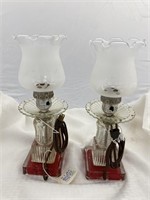 2-Glass Elec Table Lamps w/Globes