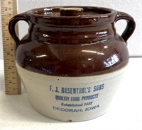 Decorah, Iowa Advertising stoneware  bean pot