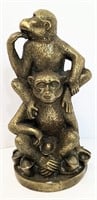 Solid Brass Monkey Statue Figurine