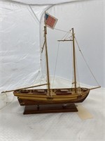 Wooden Model Sailing Ship on Stand