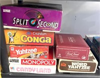 Two stacks of boardgames