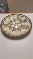 Stone mosaic trinket dish. 6"