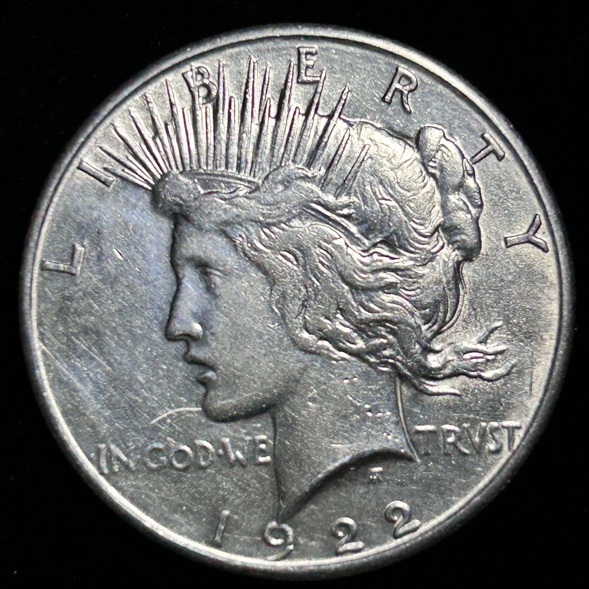 1922-S 90% SILVER PEACE DOLLAR COIN