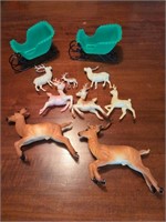 Collection of celluloid animals and sleighs