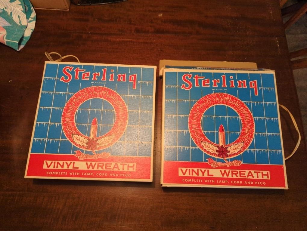 Two vintage sterling vinyl wreaths in box