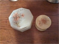 Two alabaster trinket boxes