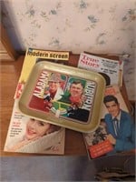 Collection of vintage magazine and a tin