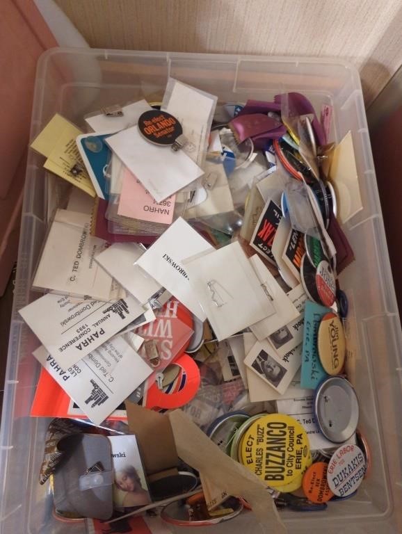 Tote of Erie Political pins