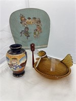 Amber Nesting Chicken Hand Fan & Vase