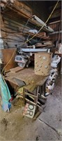 Radial arm saw 10 in with small brass trash can