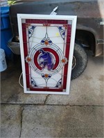 CUBS STAINED GLASS WINDOW LIGHTED