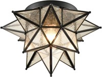 Seeded Glass Moravian Star Light Fixture