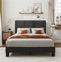 Full Bed Frame with Headboard Upholstered