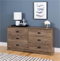 Gray Double Dresser for Bedroom, 6-Drawer