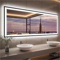 LED Bathroom Mirror with Lights 84x32 Inch