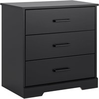 Three Drawer Nightstand, Rustic Black