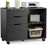 3 Drawers Wood Lateral Rolling Filing Cabinet