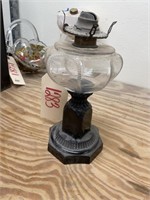 Glass Oil Lamp w/Burner-no chimney 10"H