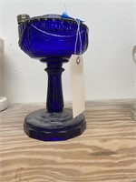 Cobalt Blue Glass Oil Lamp-no Burner Chimney