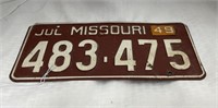 1949 MO License Plate