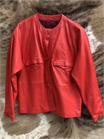 Parrne High Fashion Red Viscose Jacket & Skirt